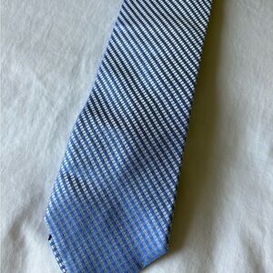 Calvin Klein Blue and White Checkered Men's 100% silk Tie